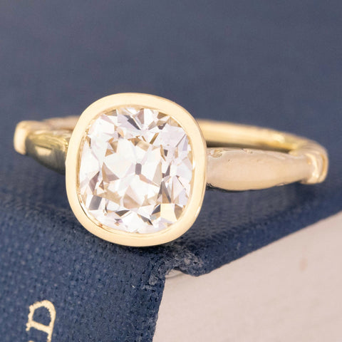 2.27ct Old Mine Cut Diamond Bezel Solitaire