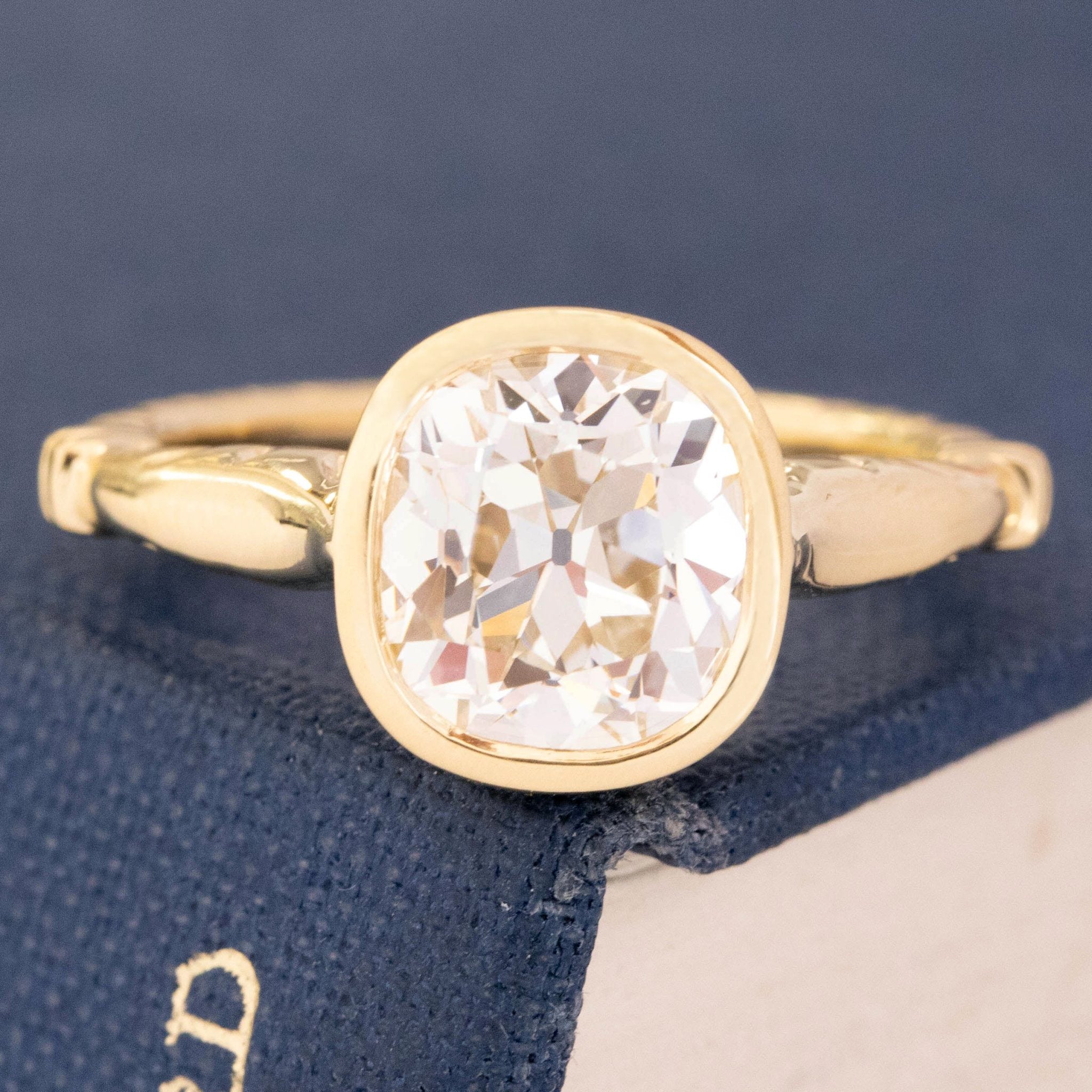 2.27ct Old Mine Cut Diamond Bezel Solitaire