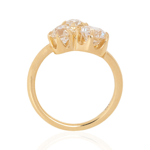 2.27ctw Old European Cut Diamond Trilogy Ring, GIA