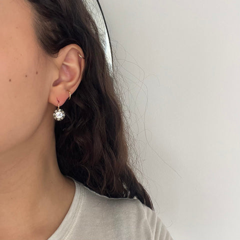 2.27ctw Victorian Old Cut Diamond Cluster Dormeuse Earrings, French