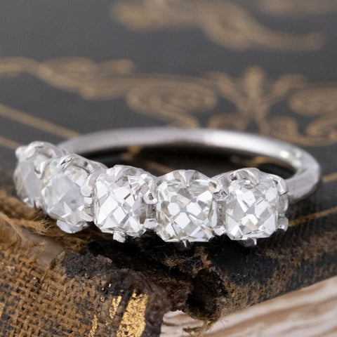 2.28ctw French Cut Diamond 5-Stone Half-Hoop Band