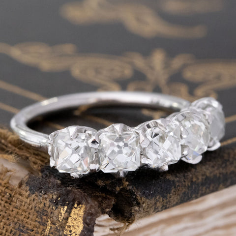 2.28ctw French Cut Diamond 5-Stone Half-Hoop Band