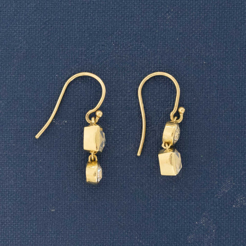 2.28ctw Old European & French Cut Diamond Double Bezel Drop Earrings