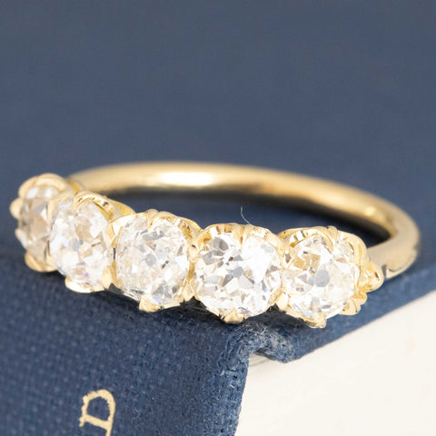 2.28ctw Old Mine Cut Diamond 5-Stone Band
