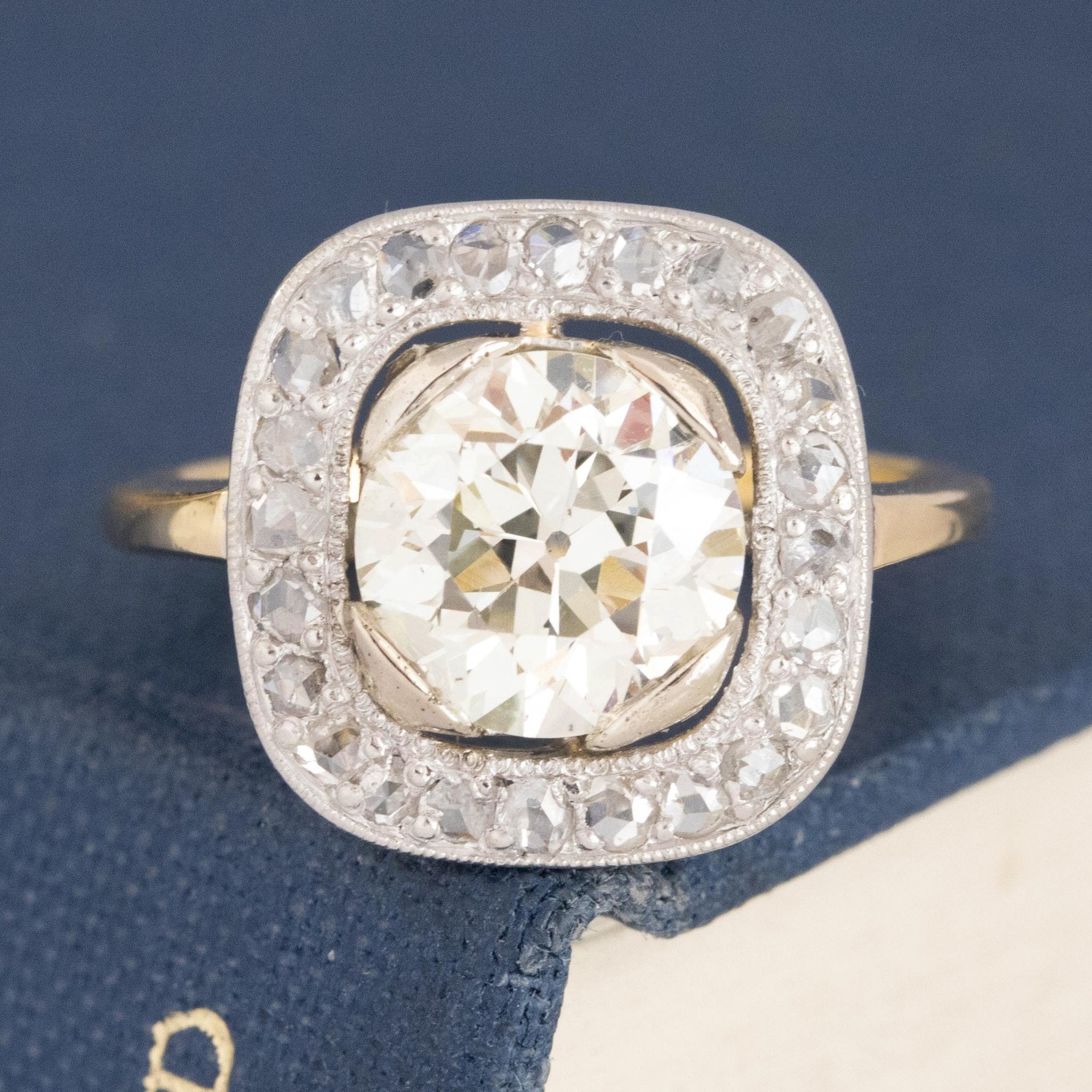 2.38ctw Edwardian Old European Cut Diamond Target Ring