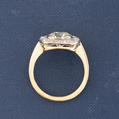 2.38ctw Edwardian Old European Cut Diamond Target Ring