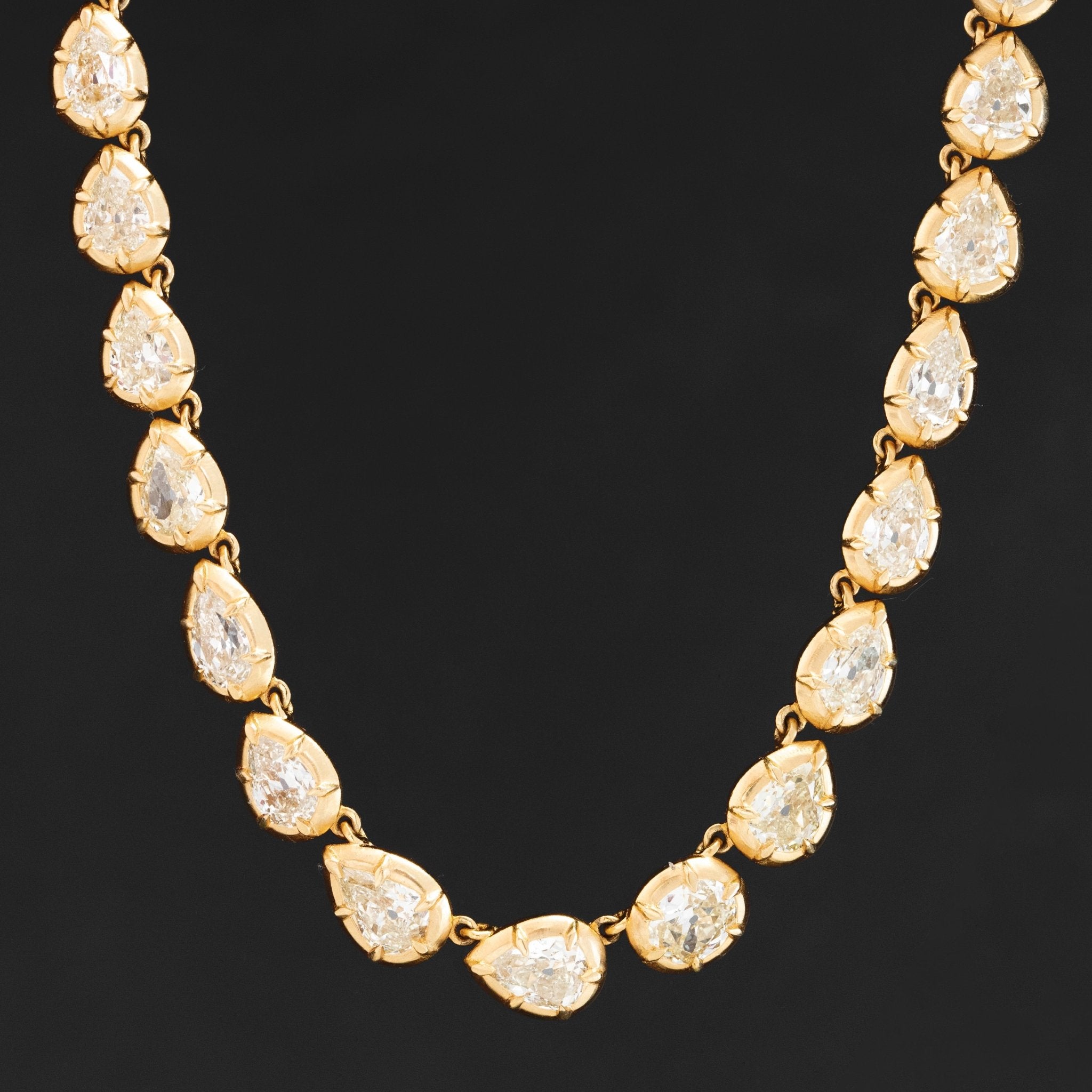 23.00ctw Pear Cut Diamond Collet Tennis Necklace