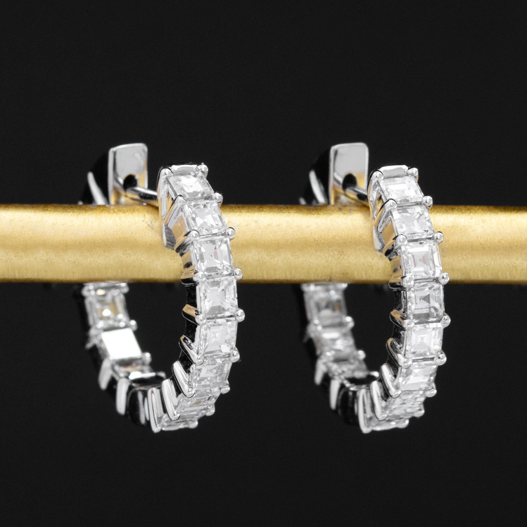 2.30ctw Carre Cut Diamond Hoop Earrings