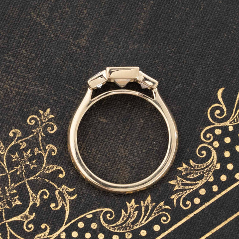 2.30ctw Carre Cut Diamond Trilogy Ring, GIA H IF