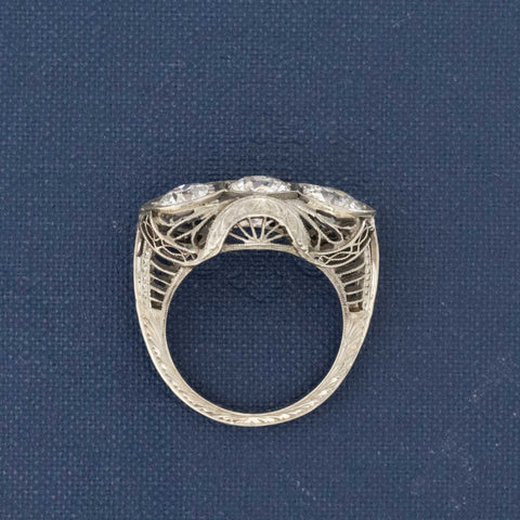 2.30ctw Edwardian Old European Cut Diamond Trilogy Ring