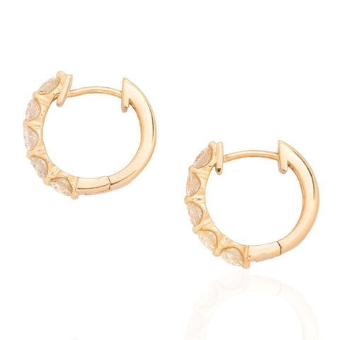 2.30ctw Round Brilliant Cut Diamond Hoop Huggie Earrings