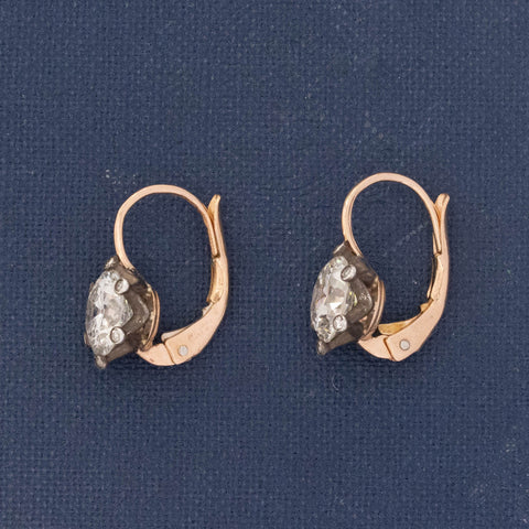 2.30ctw Old European Cut Diamond Dormeuse Earrings