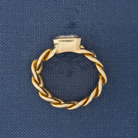 2.31ct Asscher Cut Diamond Bezel Chain Ring, GIA