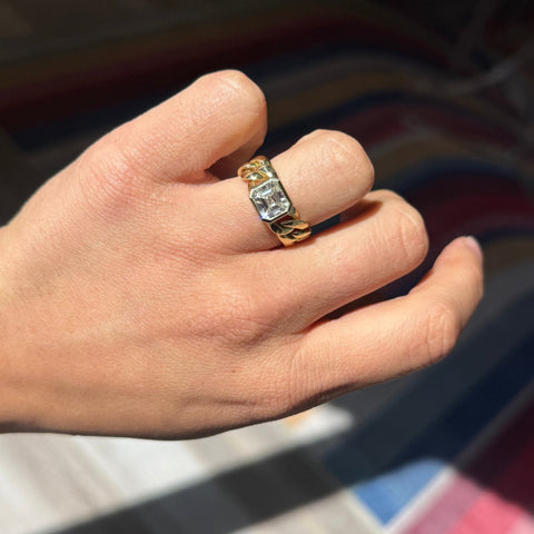2.31ct Asscher Cut Diamond Bezel Chain Ring, GIA