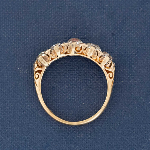 2.31ctw Antique Old Mine Cut Diamond 5-Stone Scroll Band