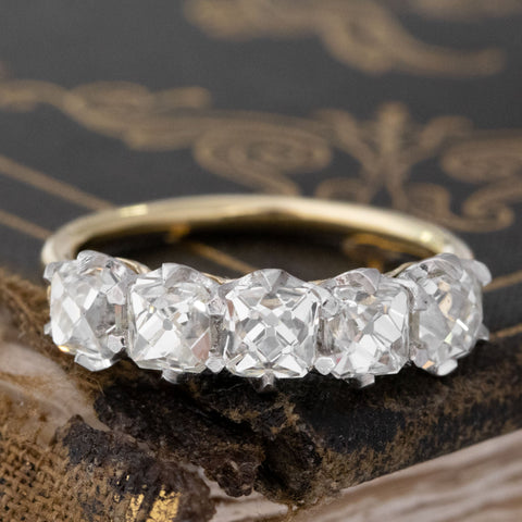 2.32ctw French Cut Diamond 5-Stone Half-Hoop Band