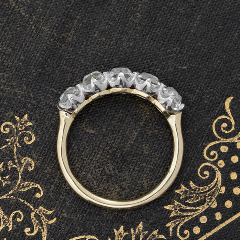 2.32ctw French Cut Diamond 5-Stone Half-Hoop Band