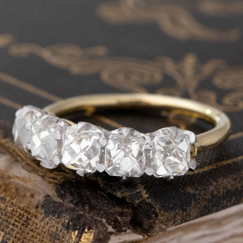 2.32ctw French Cut Diamond 5-Stone Half-Hoop Band