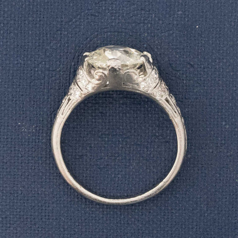 2.34ct Old Mine Oval Cut Diamond Art Deco Solitaire