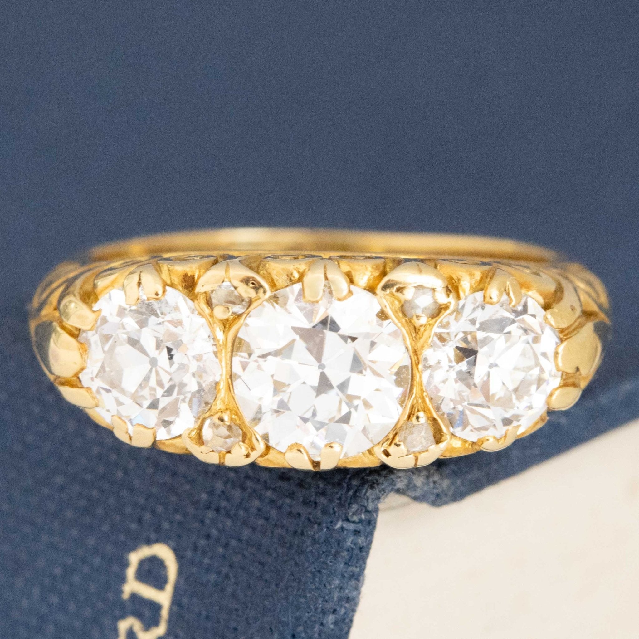 2.34ctw Victorian Revival Old European Cut Diamond Trilogy Ring