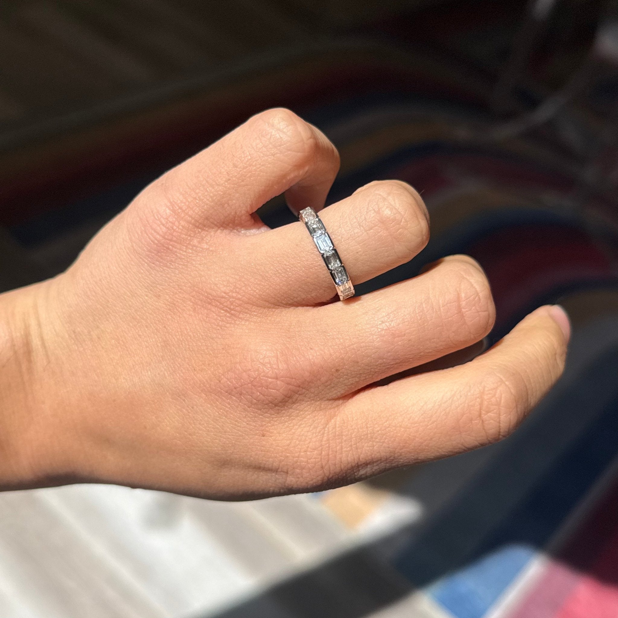 2.53ctw Emerald Cut Diamond Half-Bezel Eternity Band