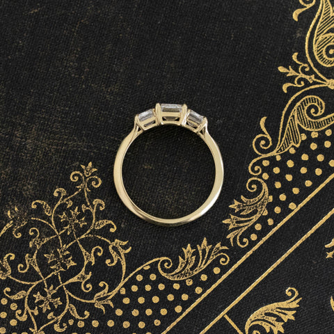 2.35ctw Emerald Cut Diamond Trilogy Ring, GIA E SI2