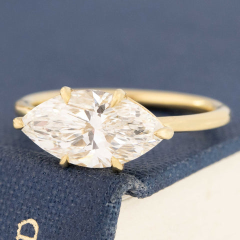2.35ctw Marquise Cut Diamond Hidden Halo Solitaire, GIA I SI2