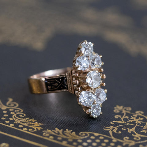 2.35ctw Old Mine and Cushion Cut Victorian Cluster Ring
