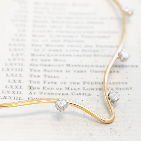 2.36ctw Vintage Carre Cut Diamond Scatter Drop Collar