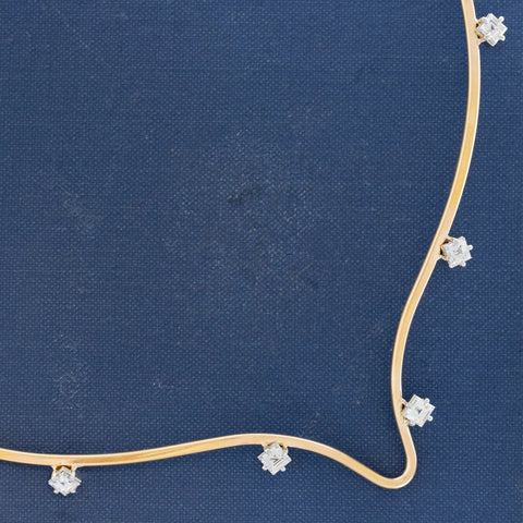 2.36ctw Vintage Carre Cut Diamond Scatter Drop Collar