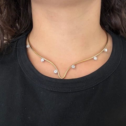 2.36ctw Vintage Carre Cut Diamond Scatter Drop Collar
