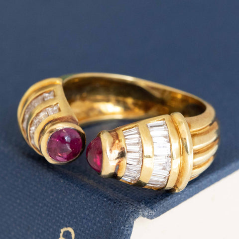 2.38ctw Vintage Diamond & Ruby Open Ring