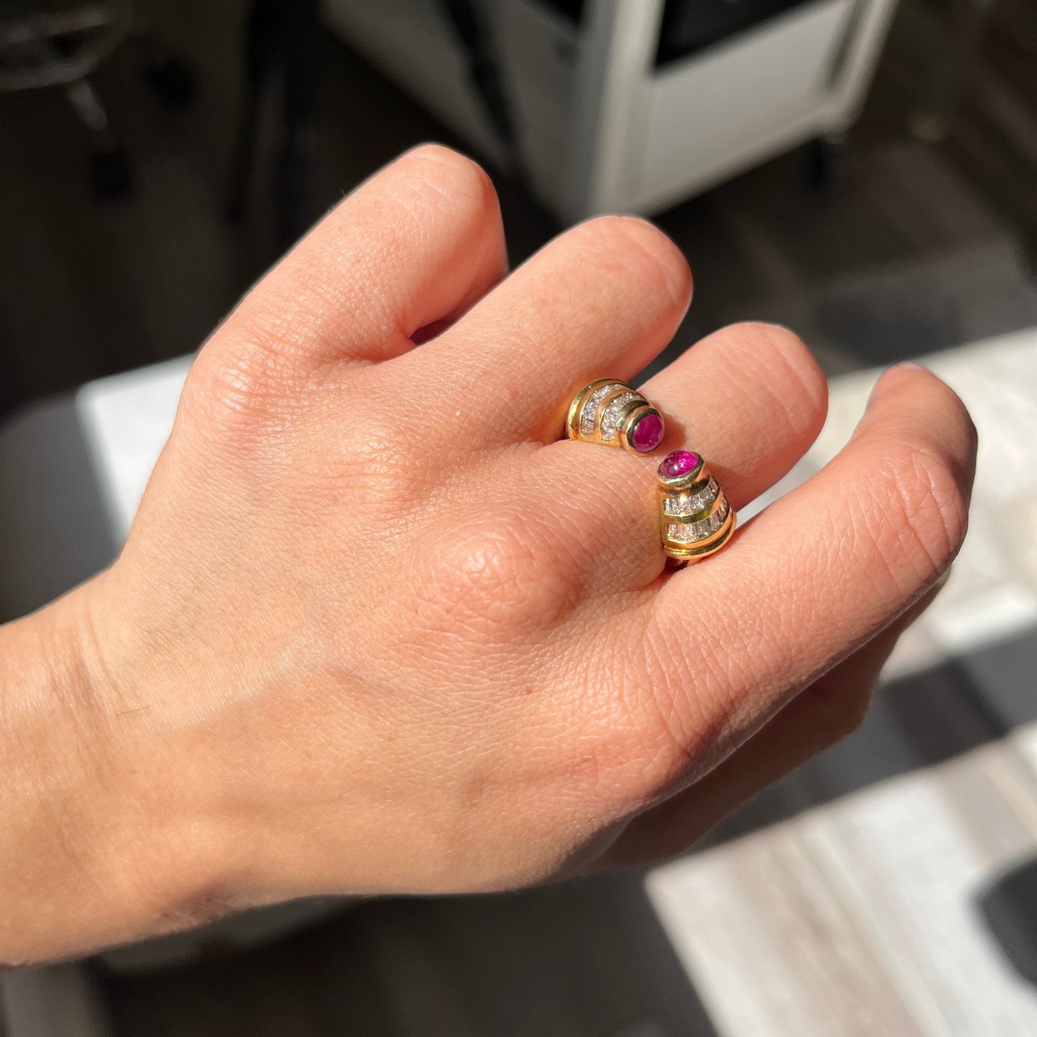 2.38ctw Vintage Diamond & Ruby Open Ring