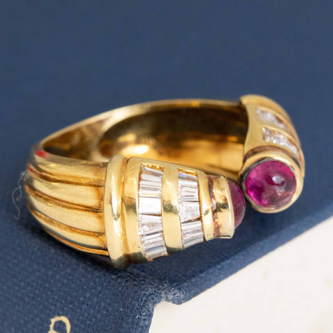 2.38ctw Vintage Diamond & Ruby Open Ring