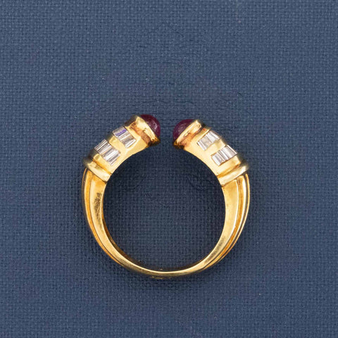 2.38ctw Vintage Diamond & Ruby Open Ring