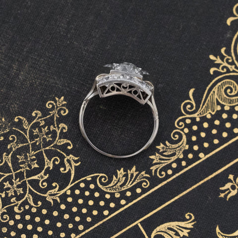 2.39ctw Antique Old Mine Cut Diamond Cluster Ring