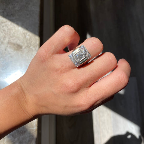 2.39ctw Antique Old Mine Cut Diamond Cluster Ring