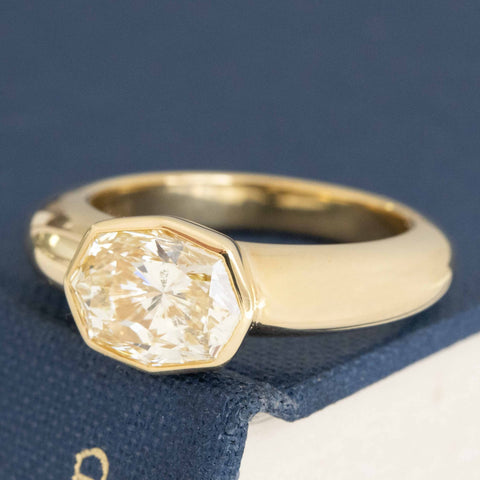 2.42ct Octagonal Radiant Cut Diamond Bezel Solitaire, GIA