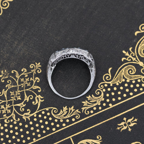 2.42ctw Vintage Diamond & Aquamarine Princess Ring
