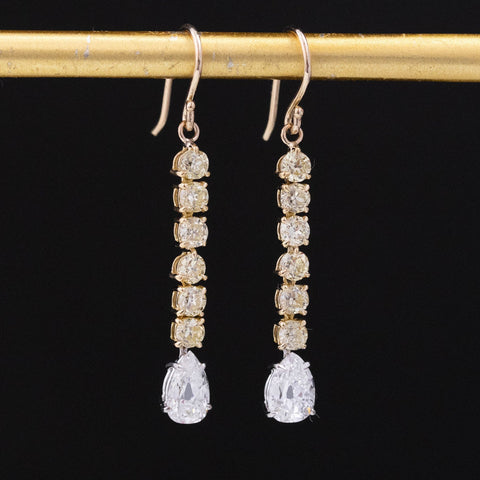 2.44ctw Pear Cut Fancy Diamond Drop Earrings