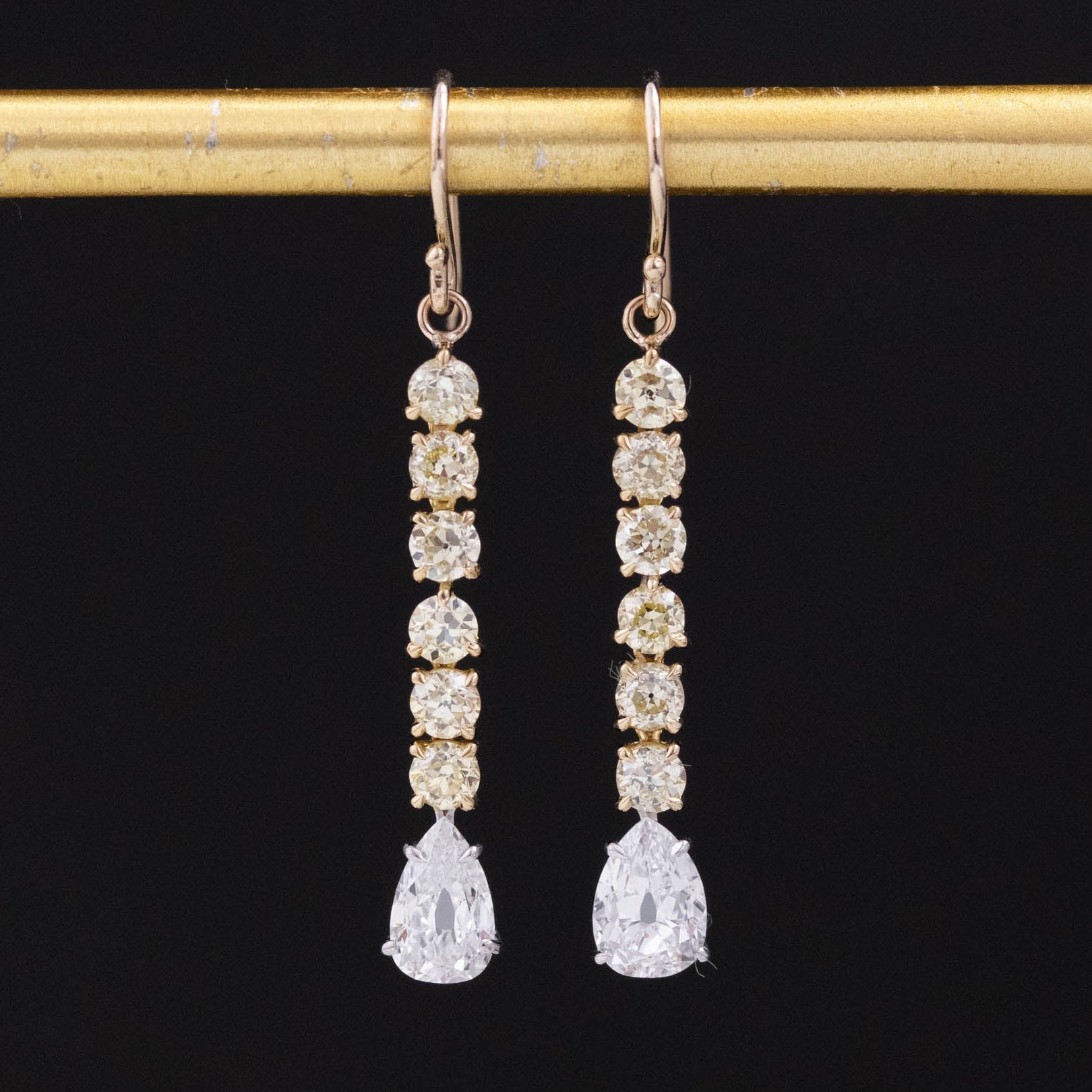 2.44ctw Pear Cut Fancy Diamond Drop Earrings