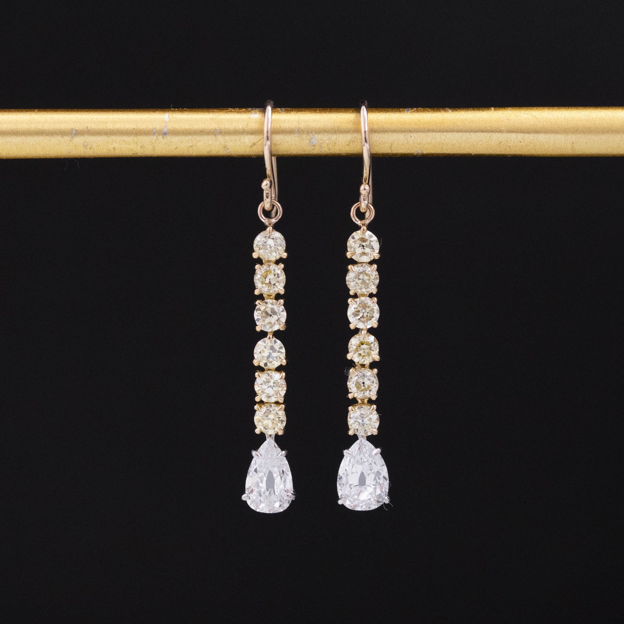 2.44ctw Pear Cut Fancy Diamond Drop Earrings