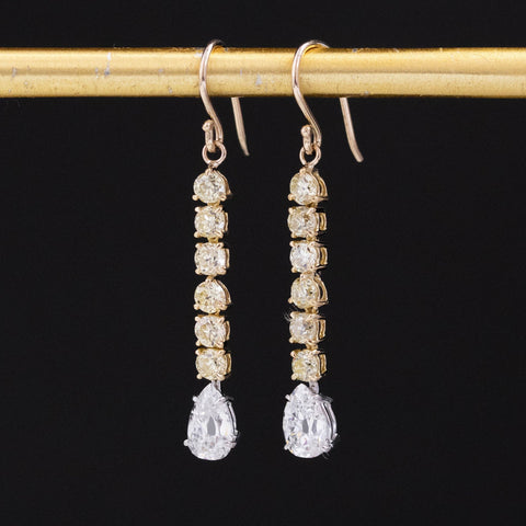 2.44ctw Pear Cut Fancy Diamond Drop Earrings