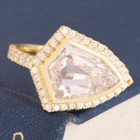2.45ctw Shield Cut Diamond Halo Ring