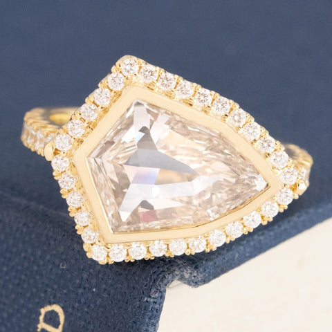 2.45ctw Shield Cut Diamond Halo Ring