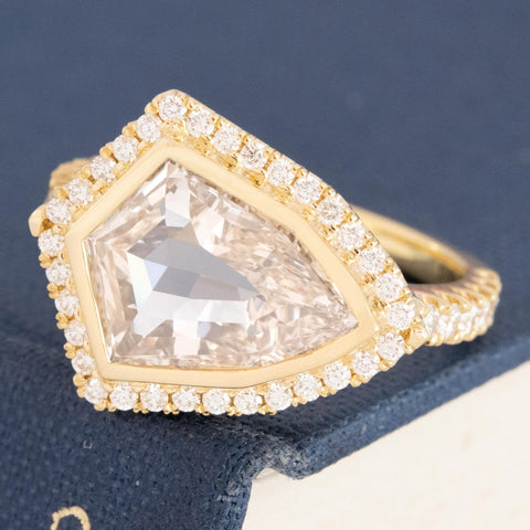 2.45ctw Shield Cut Diamond Halo Ring