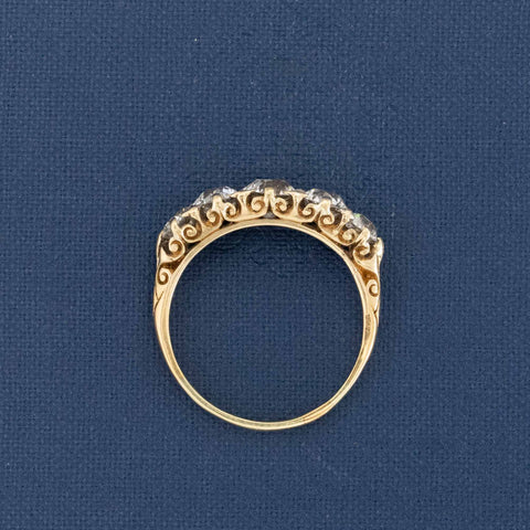 2.45ctw Victorian Old European Cut Diamond 5-Stone Graduated Band