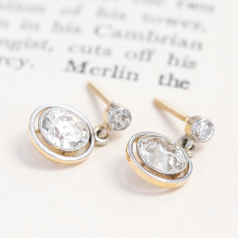 2.46ctw Edwardian Old European Cut Diamond Earrings