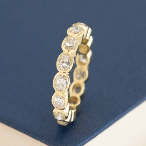 2.47ctw Elongated Old Mine Cut Diamond Bezel Eternity Band