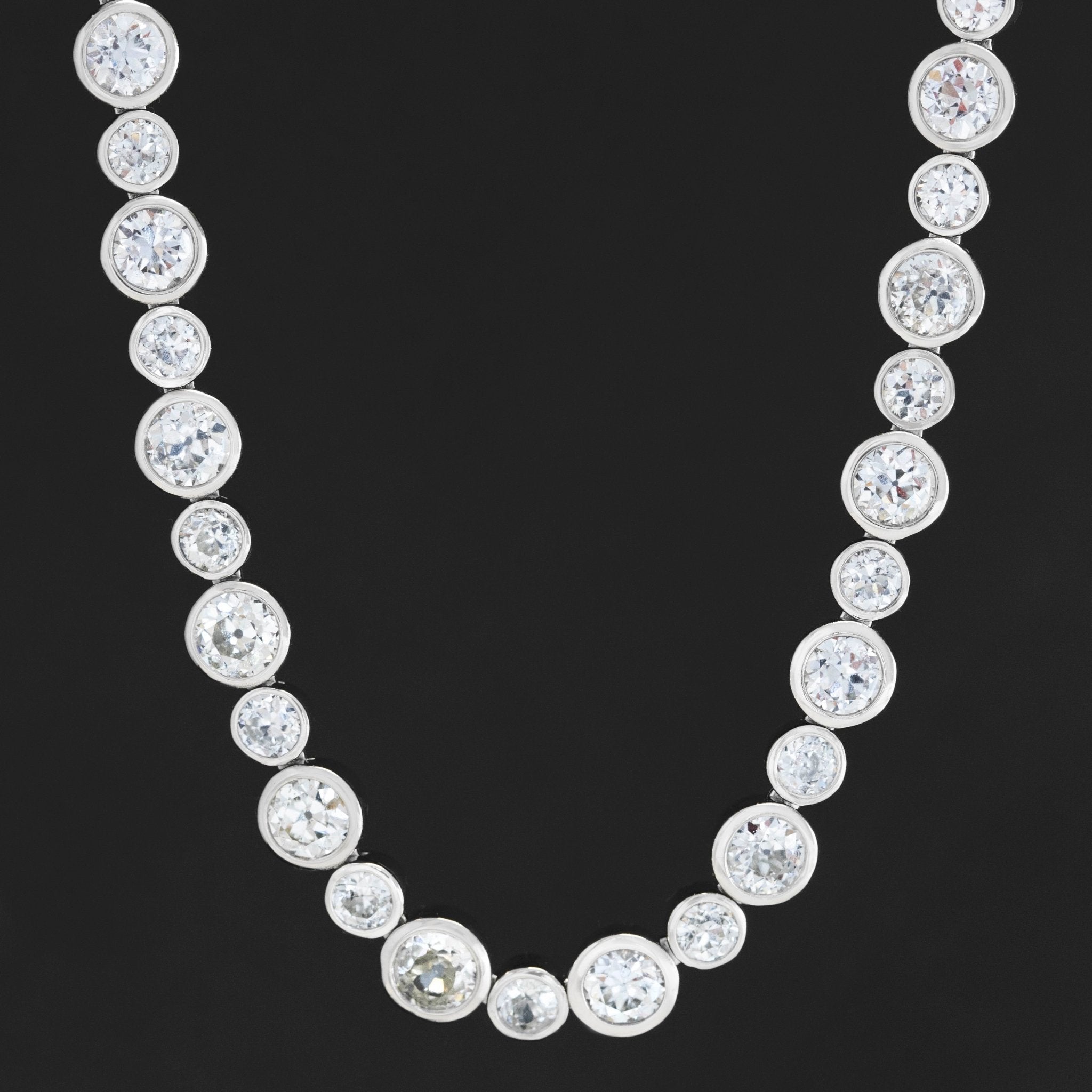 24.89ctw Old European Cut Diamond Bezel Tennis Necklace